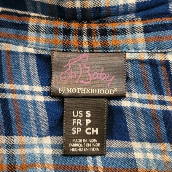 Oh Baby by Motherhood Maternity Plaid Button Down 3/4 Sleeve Shirt Size Small - Picture 4 of 12
